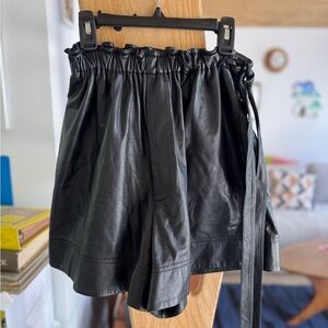 Helmut Lang Black Leather Women Shorts (size 8)